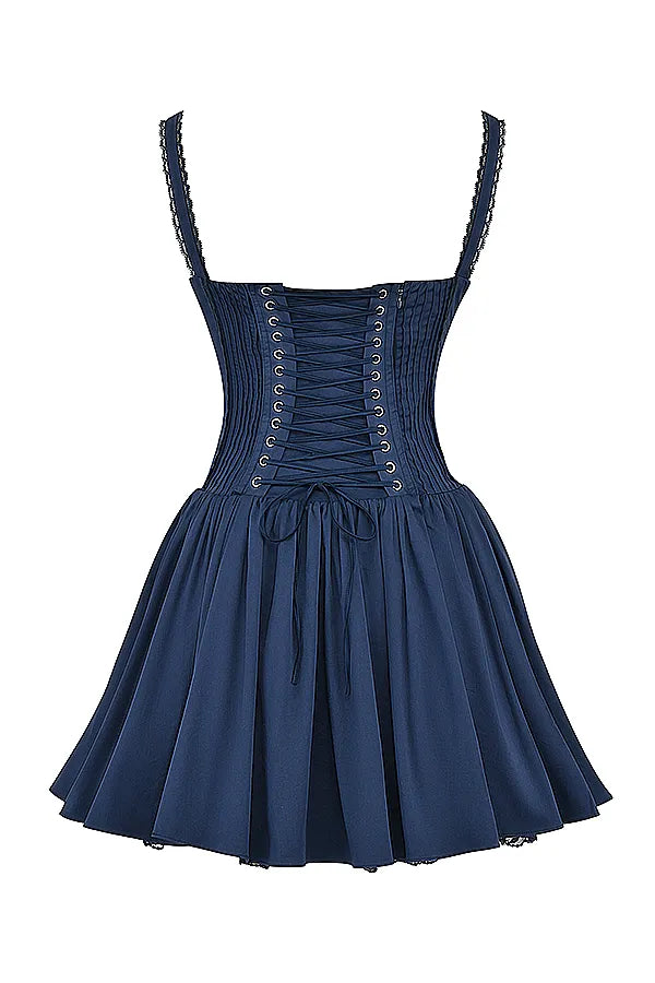Pietra French Navy Corset Mini Dress