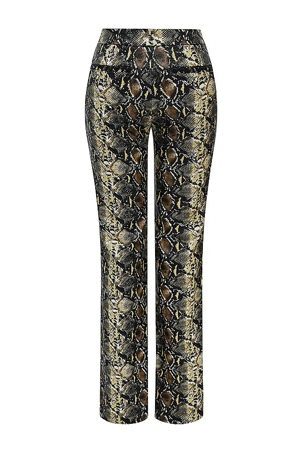Serina Snake Print Vegan Leather Trousers
