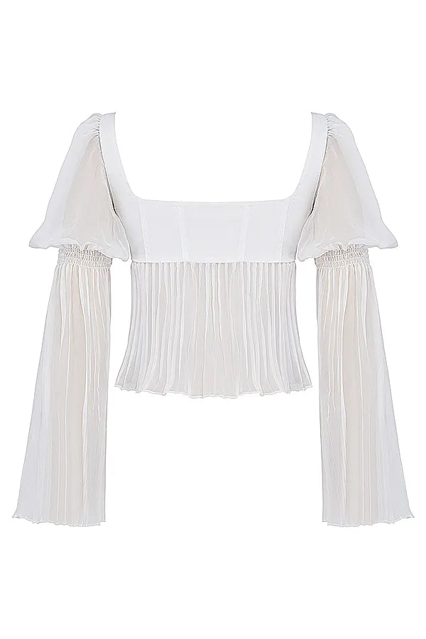 Lucie White Pleated Top