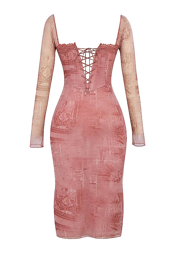 Seraphina Pink Print Corset Dress