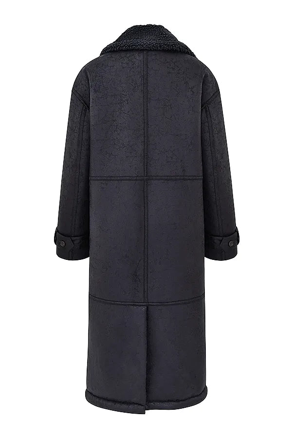 Deiji Grey Vegan Shearling Coat