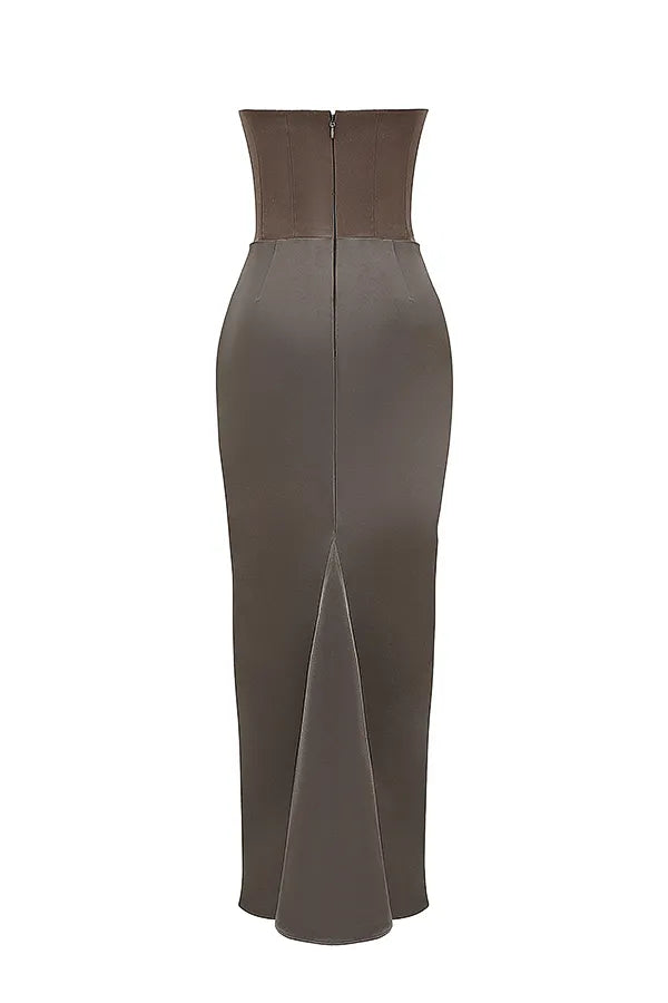 Persephone Smoke Strapless Corset Maxi Dress