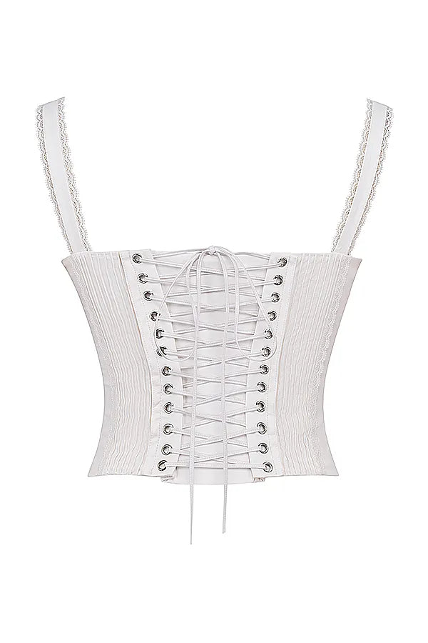 Gini White Lace Back Corset