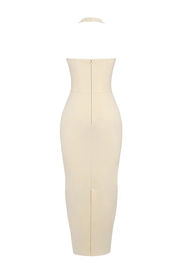 Mia Ecru Halter Maxi Dress