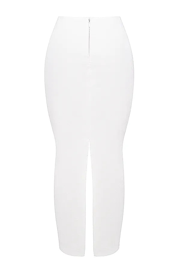 Eden White Cotton Twill Maxi Skirt