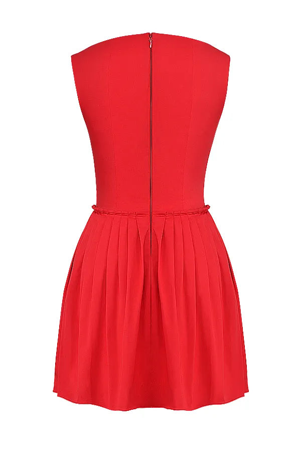 Cupid Scarlet Pleated Mini Dress