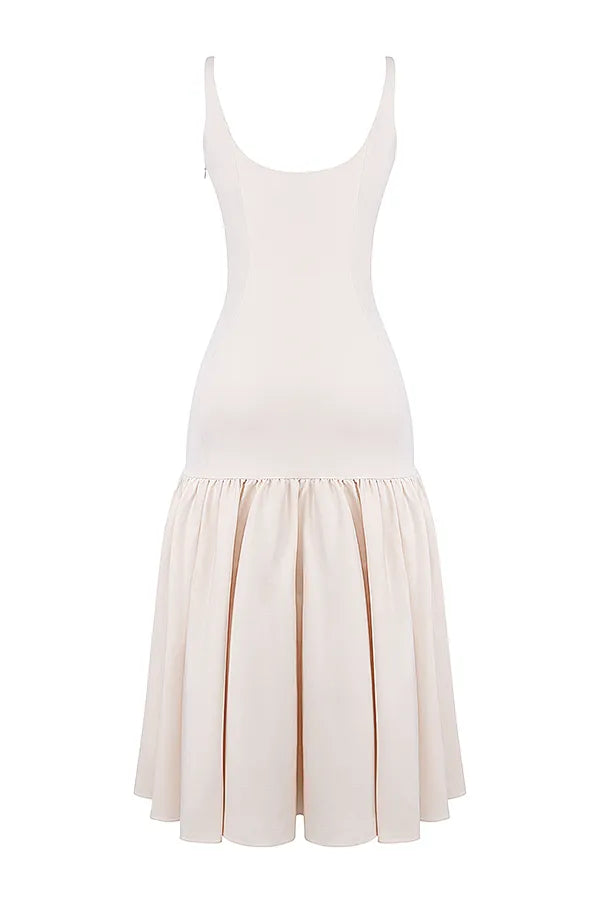 Amore Vintage Cream Dropped Waist Midi Dress