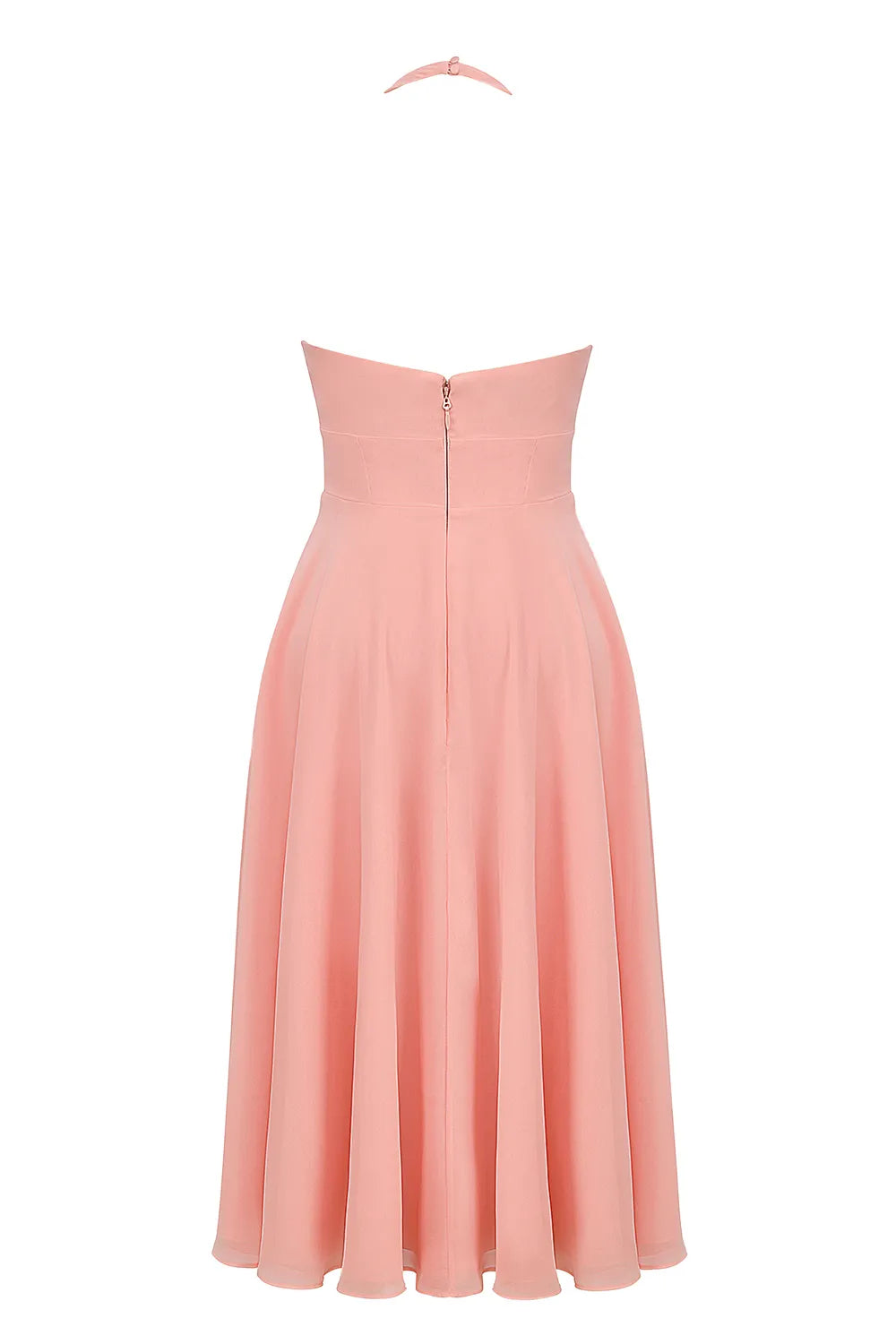 Solada Peach Georgette Halter Sundress