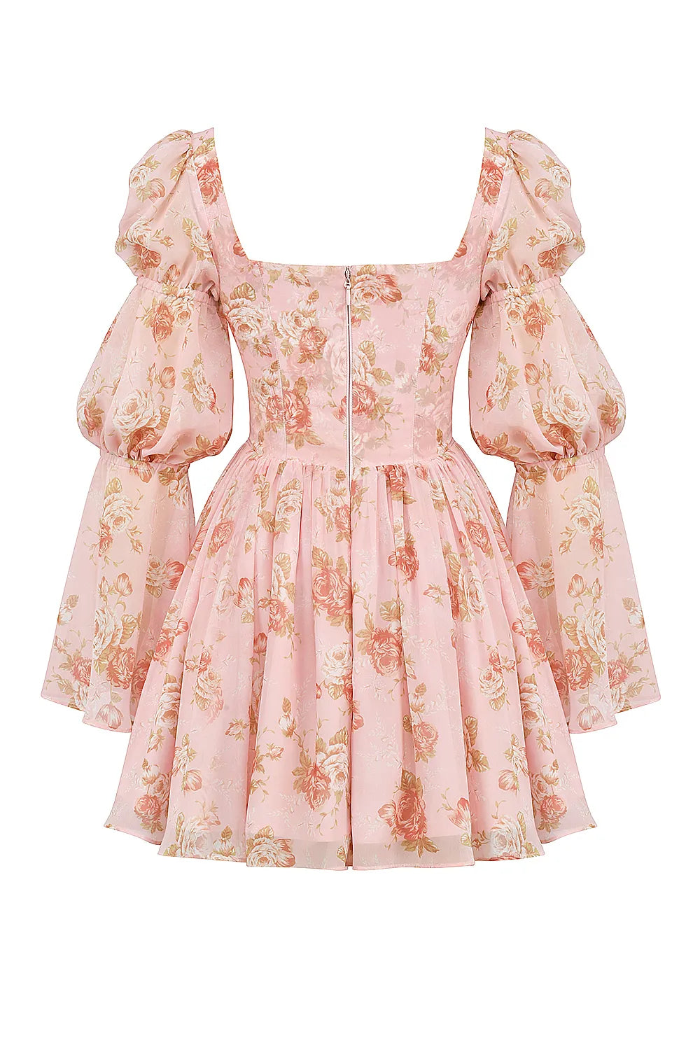 Sancia English Vintage Rose Print Puff Sleeve Mini Dress