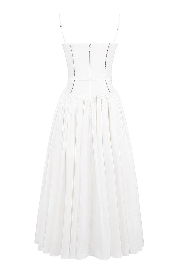 Ysabella White Cotton Maxi Sundress