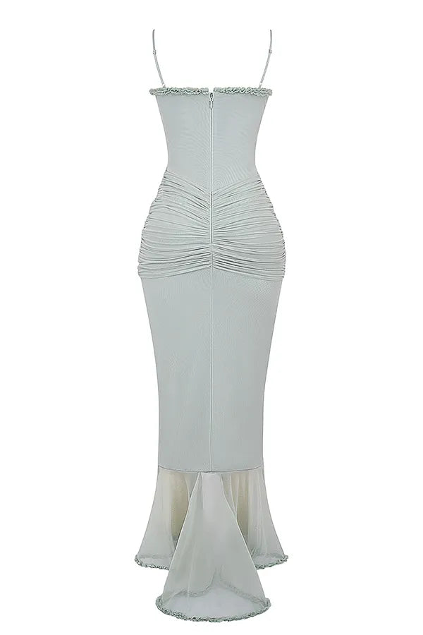 Gabriella Pistachio Ruffled Front Gown