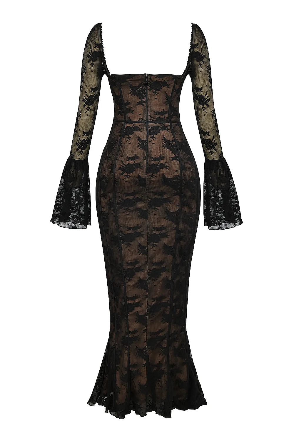 Delilah Black Long Sleeve Lace Maxi Dress