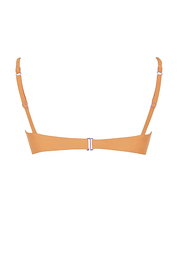 Cassis Light Orange Ruched Bikini Top
