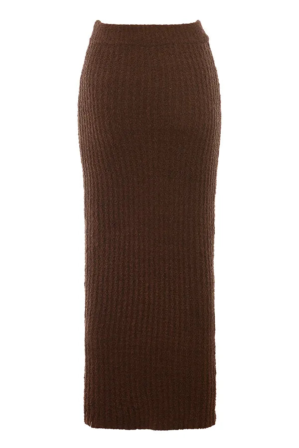 Sloane Chocolate Soft Cotton Boucle Maxi Skirt