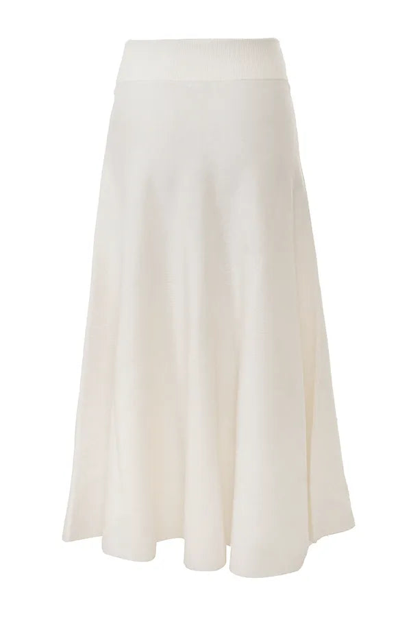 Solara Ivory Wool Mix Flared Midi Skirt
