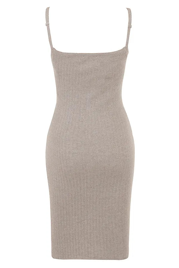 Teva Beige Cashmere Knit Midi Dress