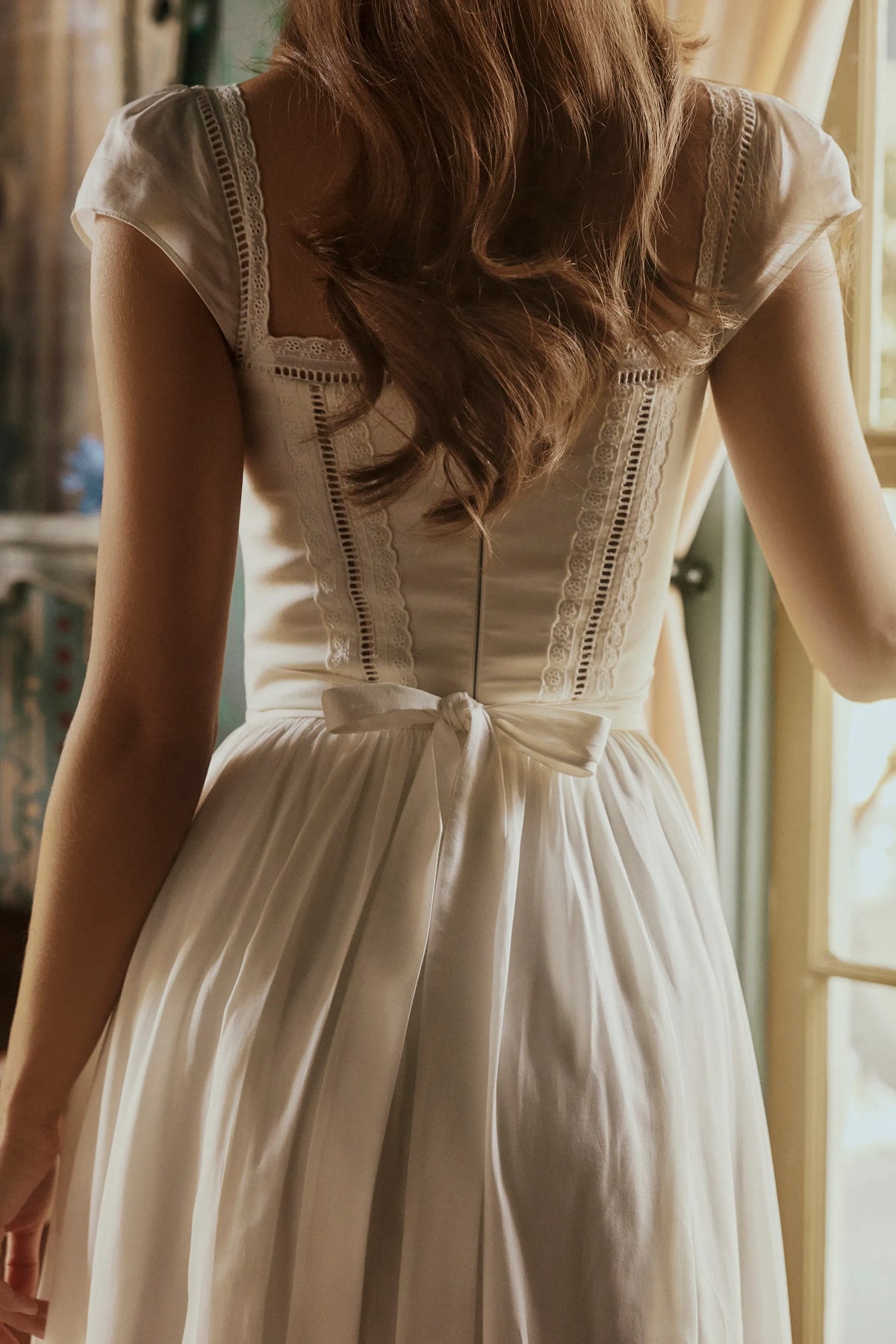 Thea White Voile + Broderie Anglais Maxi Dress