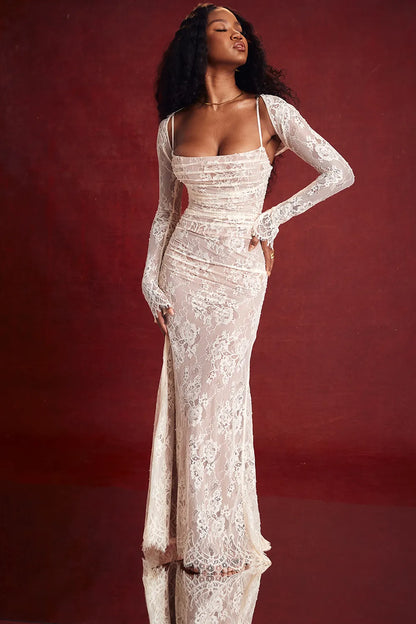 Artemis Vintage Cream Lace Maxi Dress