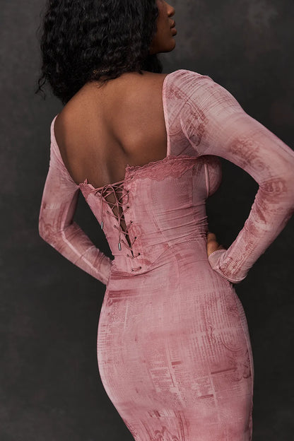 Seraphina Pink Print Corset Dress