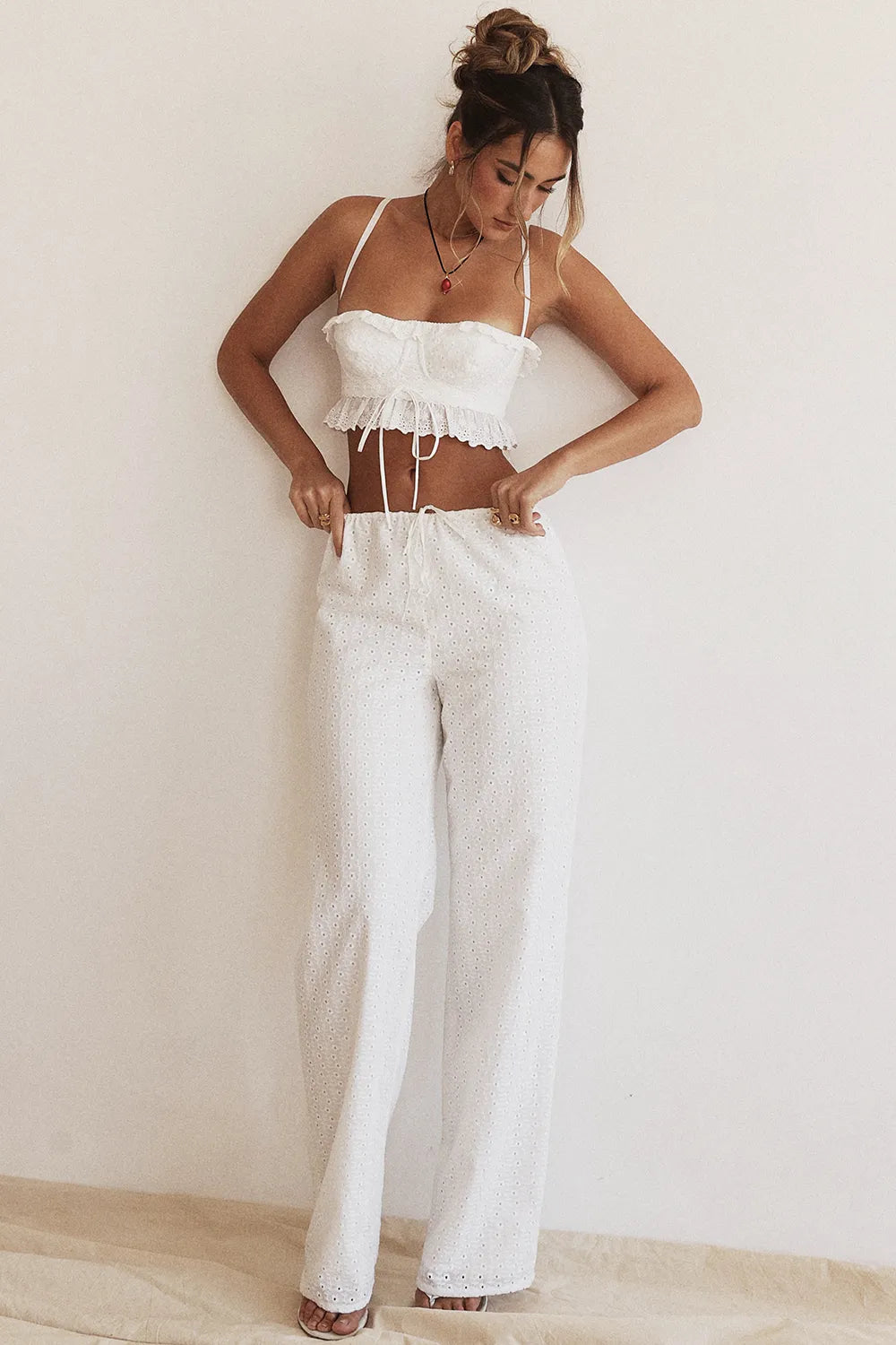 Frankie White Broderie Anglais Trousers