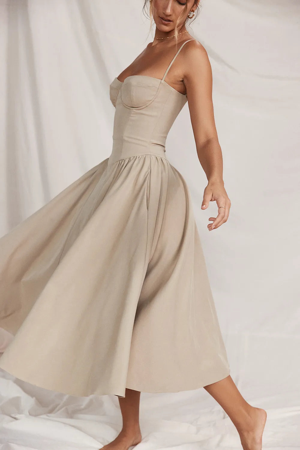 Samaria Taupe Corset Sundress