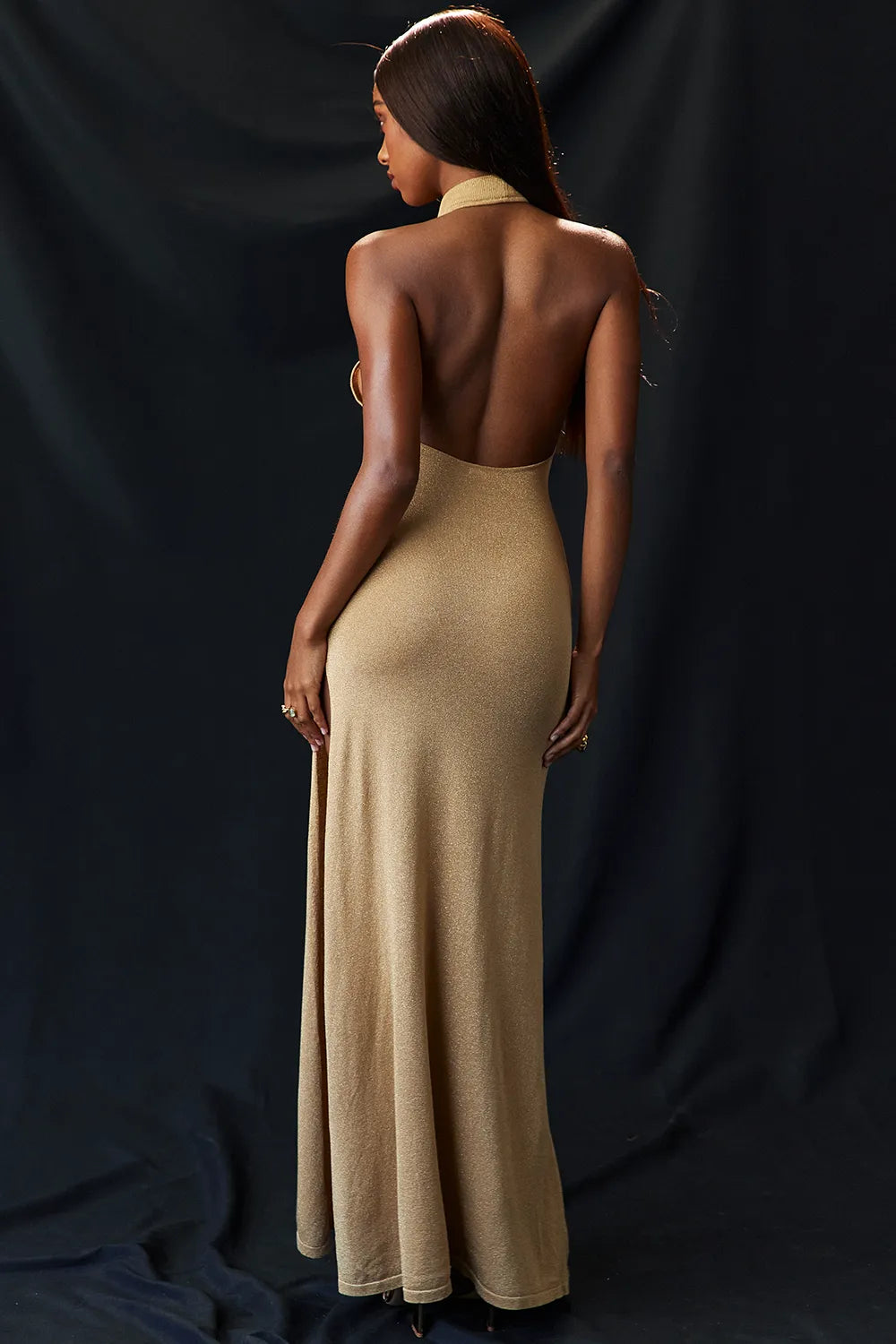 Selia Gold Knit Maxi Dress