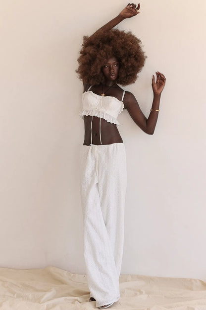 Frankie White Broderie Anglais Trousers