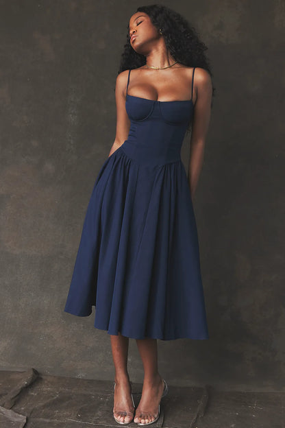 Samaria French Navy Corset Sundress