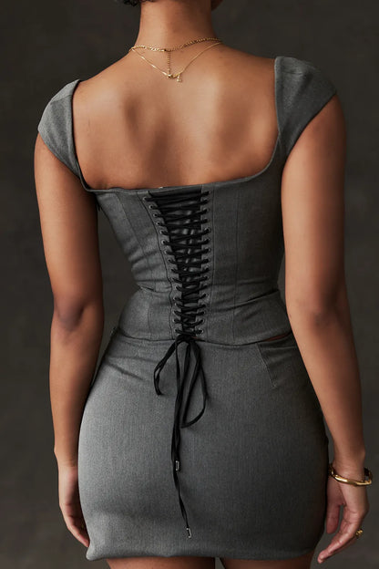 Rowena Grey Lace Back Corset