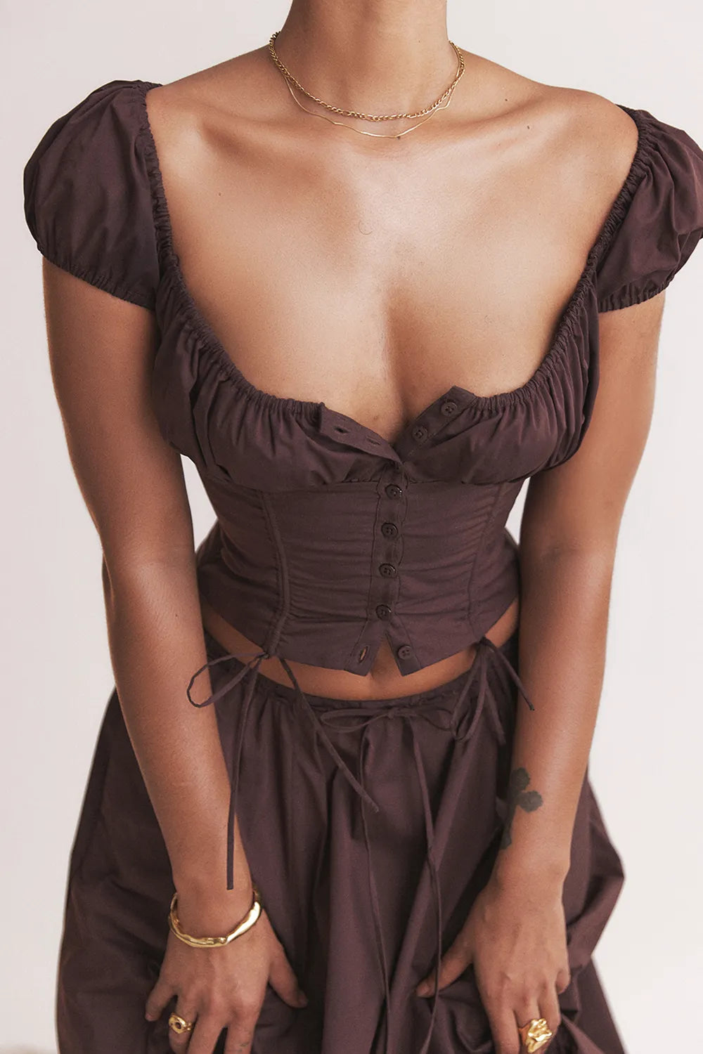 Kitty Rich Brown Gathered Top