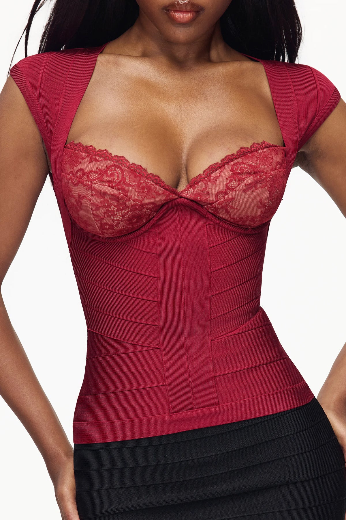 The Icon Ruby Lace Trimmed Bandage Top