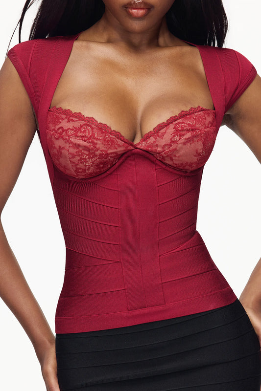 The Icon Ruby Lace Trimmed Bandage Top