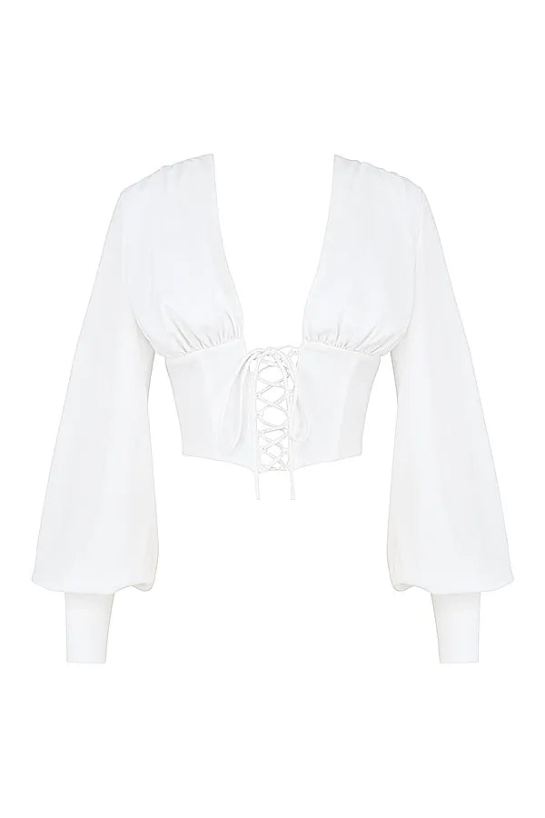 Mirabelle White Lace Up Corset