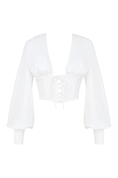 Mirabelle White Lace Up Corset