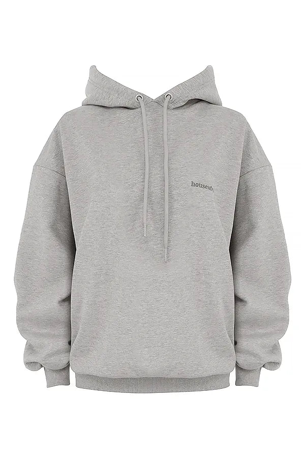 Halo Light Grey Cotton Fleece-Back Oversized Hoodie