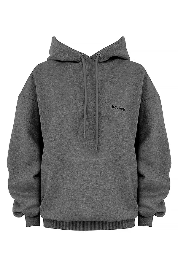 Halo Dark Grey Cotton Fleece-Back Oversized Hoodie
