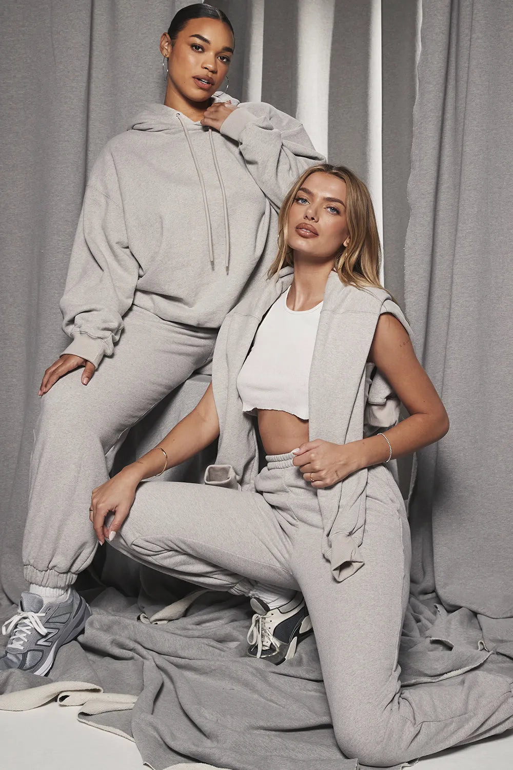 Halo Light Grey Cotton Fleece-Back Oversized Hoodie
