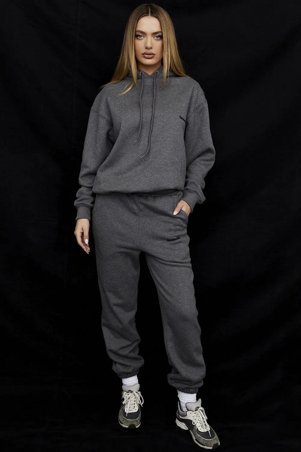 Sky Dark Grey Fleece Back Jogging Trousers
