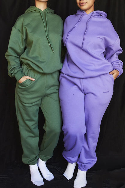 Halo Moss Cotton Fleece-Back Oversized Hoodie