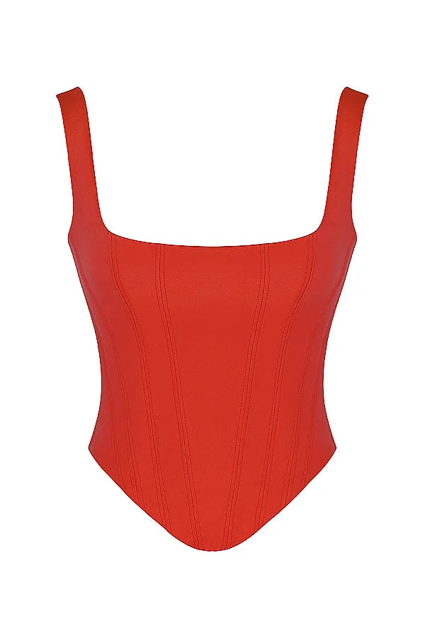 Rafa Scarlet Satin Longline Corset