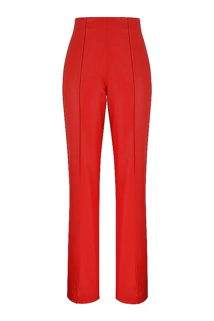 Elenaora Scarlet Vegan Leather Trousers