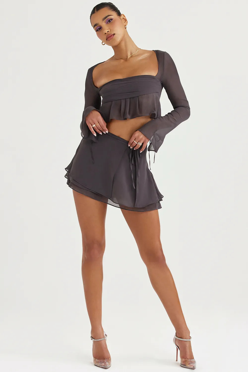Clarice Shadow Floaty Layered Mini Skirt