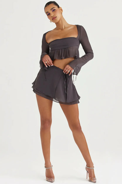 Clarice Shadow Floaty Layered Mini Skirt