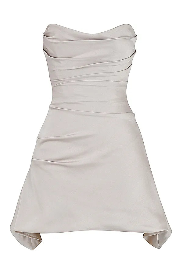 Jasmine Oyster Draped Strapless Corset Dress