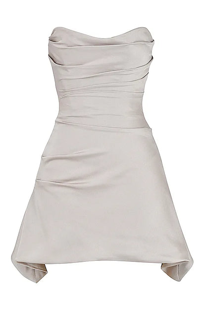Jasmine Oyster Draped Strapless Corset Dress