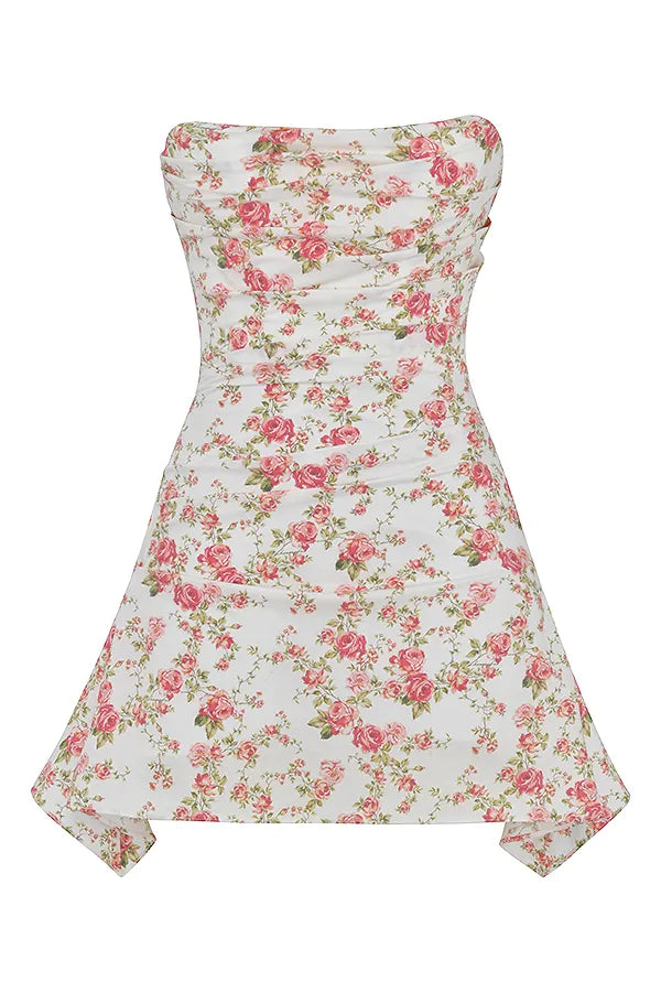 Jasmine Rose Print Draped Corset Dress