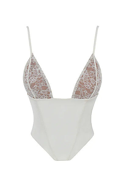 Emilee Ivory Satin and Lace Corset