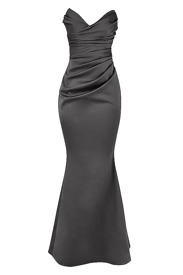 Fleur Shadow Satin Strapless Gown