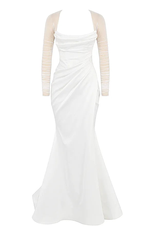 Elise White Satin Bridal Gown