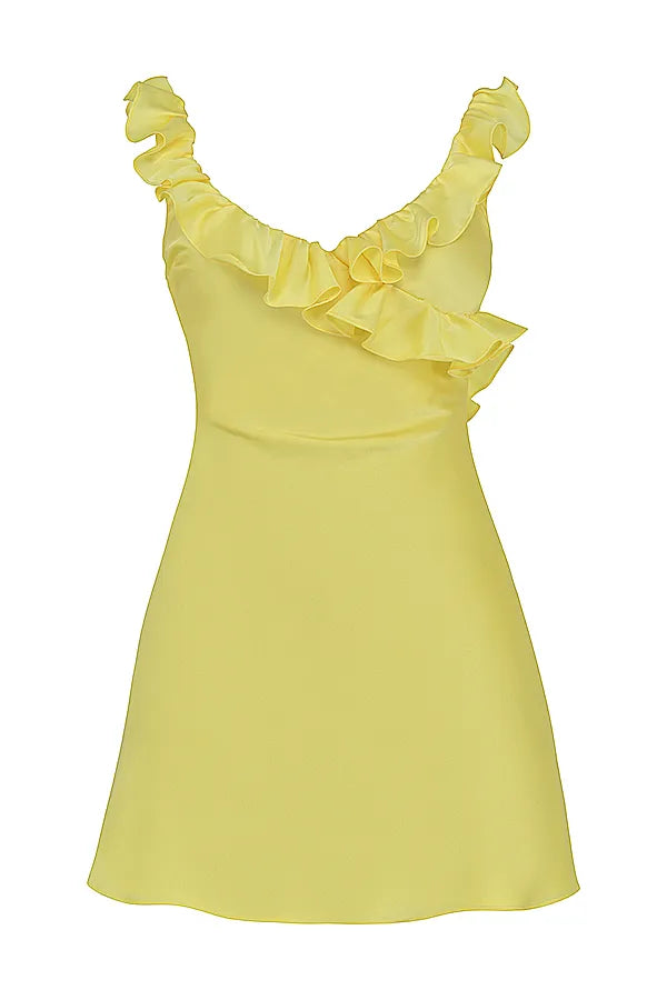 Tink Buttercup Satin Ruffle Mini Dress